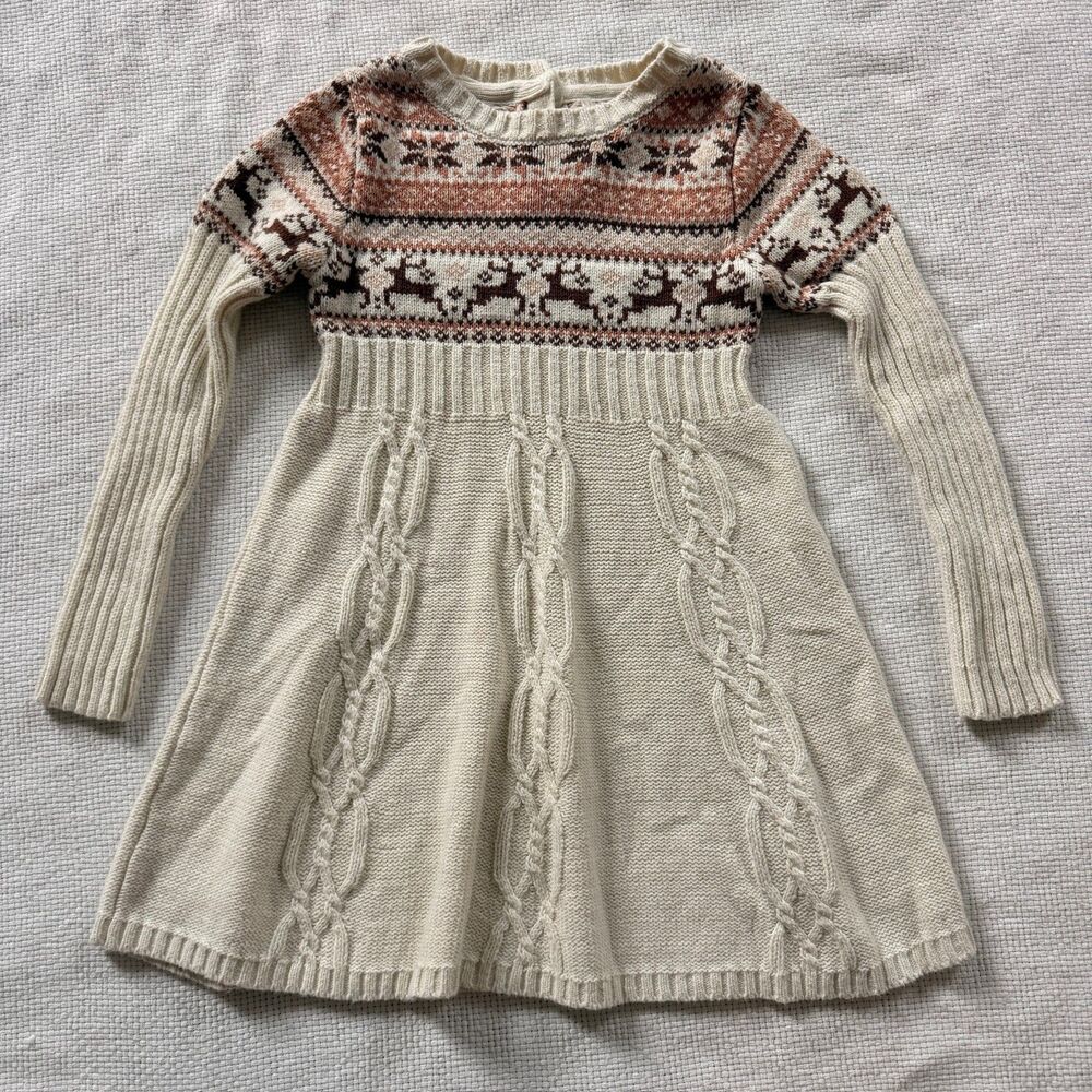 Kids Fair Isle Knit Sweater Dress 2T Christmas Fall Winter Holiday